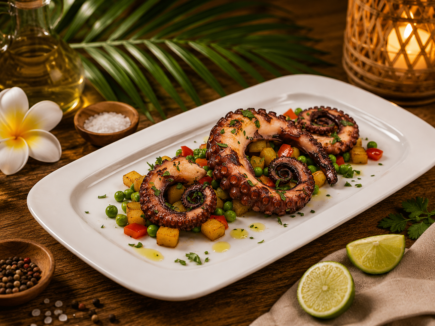 Pulpo con vegetales - Las Iguanas Bayahibe